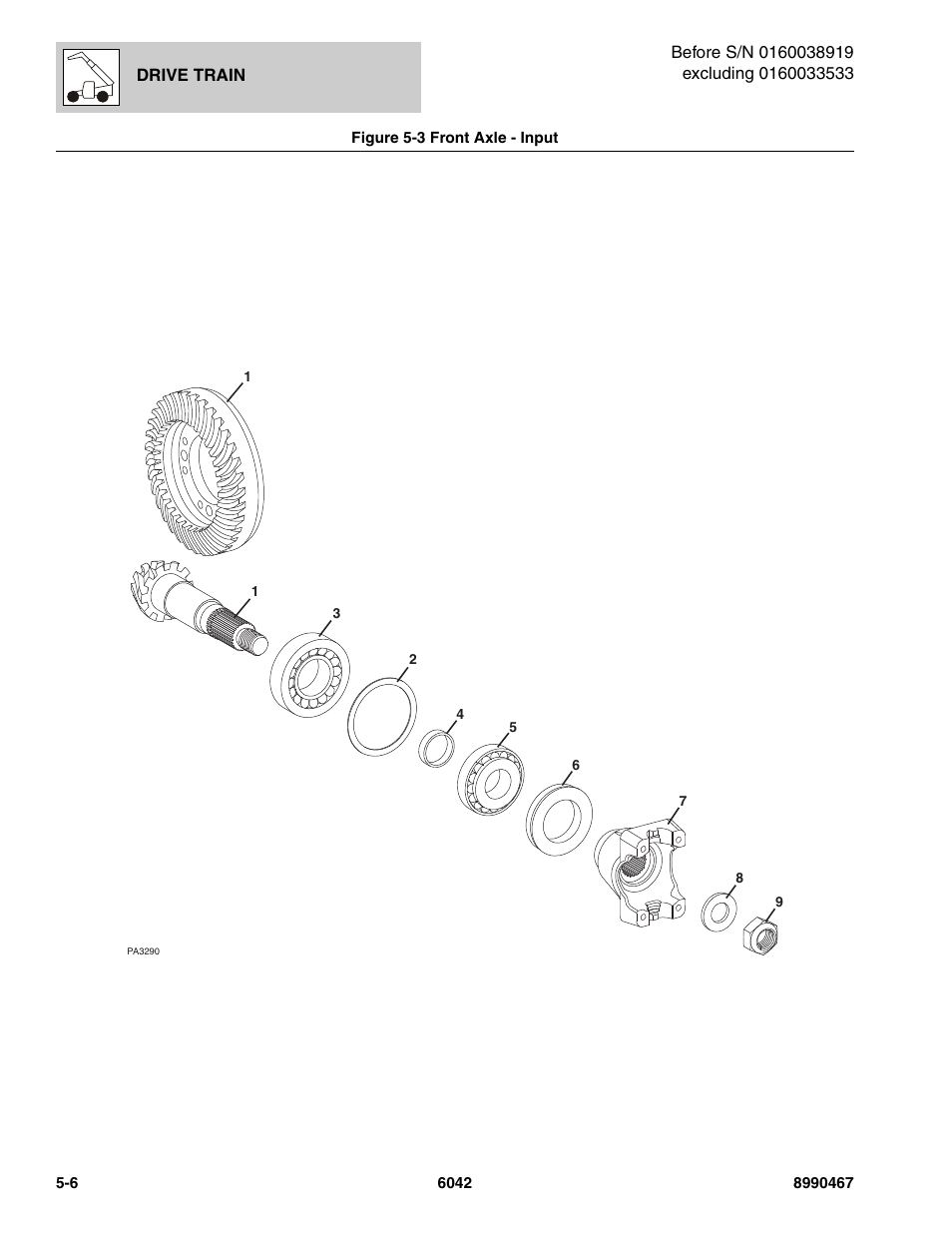 Figure 5-3 front axle - input, Front axle - input -6, Nput, (see figure 5-3 for details) | SkyTrak 6042 Parts Manual User Manual | Page 138 / 466