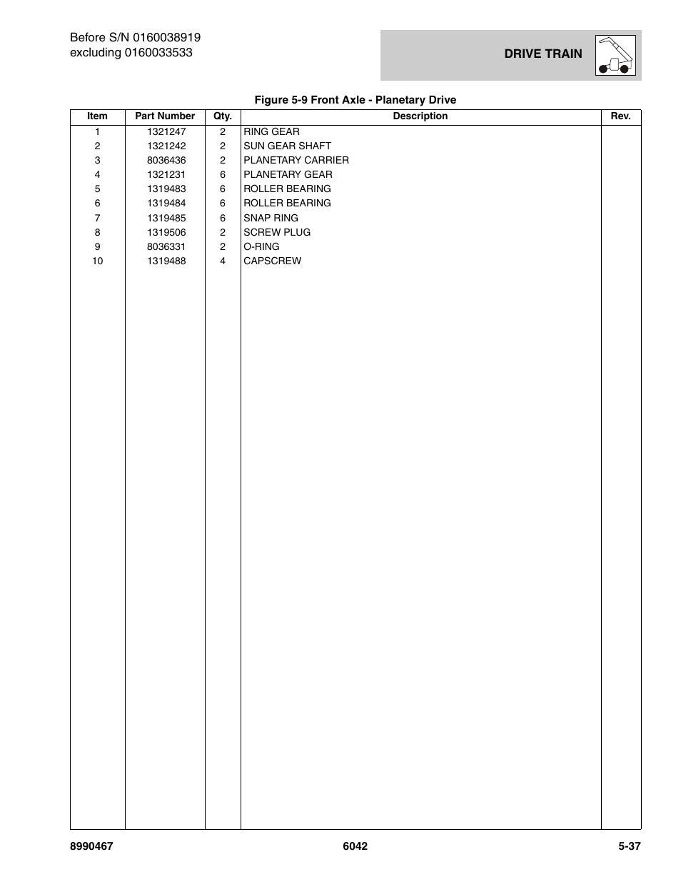 SkyTrak 6042 Parts Manual User Manual | Page 169 / 466