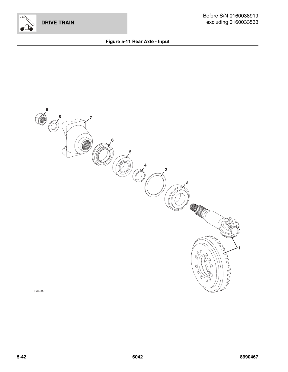 Figure 5-11 rear axle - input, Rear axle - input -42, Nput, (see figure 5-11 for details) | SkyTrak 6042 Parts Manual User Manual | Page 174 / 466