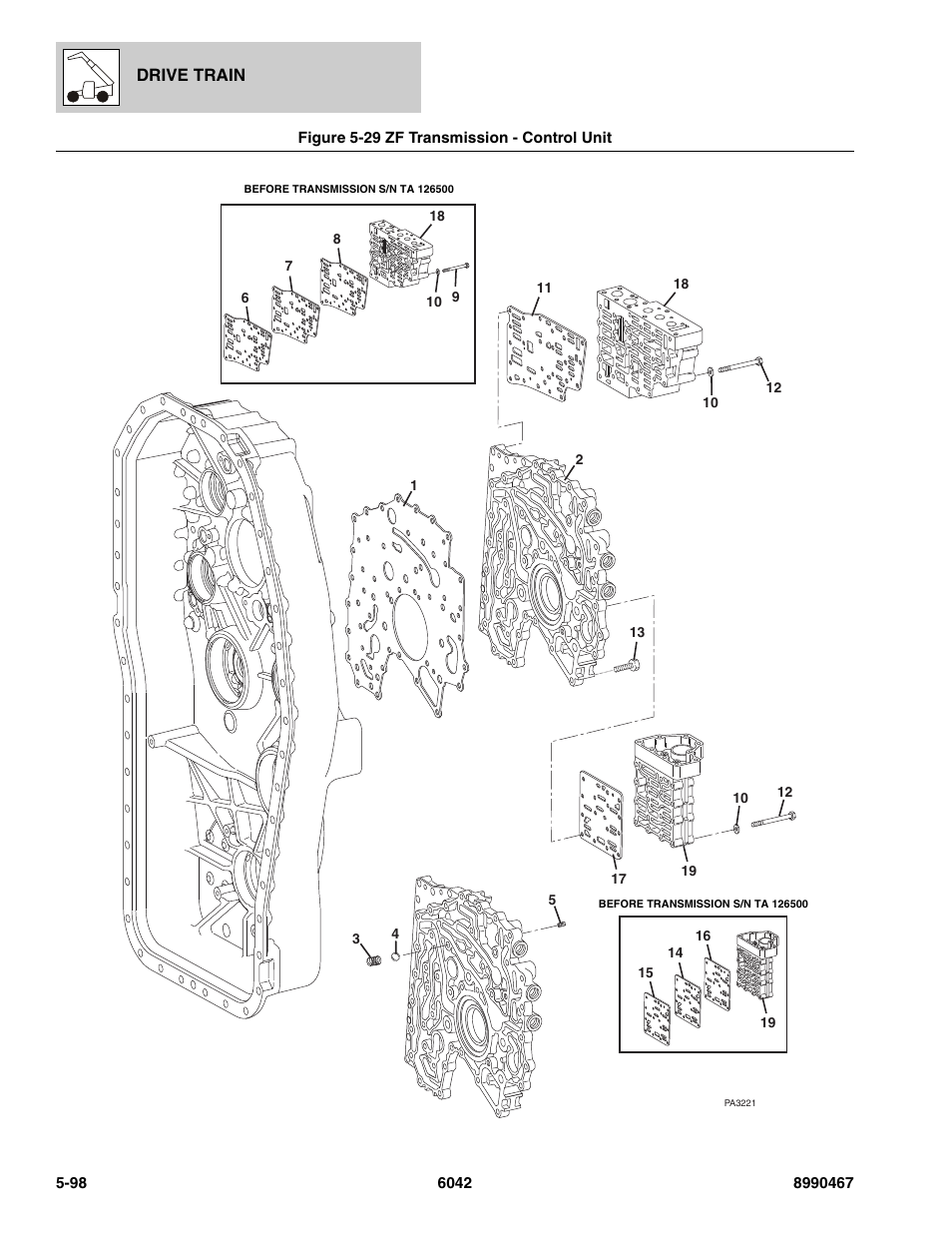 Figure 5-29 zf transmission - control unit, Zf transmission - control unit -98, Ol unit, (see figure 5-29 for details) | SkyTrak 6042 Parts Manual User Manual | Page 230 / 466