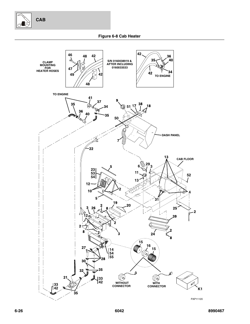 Figure 6-8 cab heater, Cab heater -26, Er assy, (see figure 6-8 for details) | SkyTrak 6042 Parts Manual User Manual | Page 276 / 466