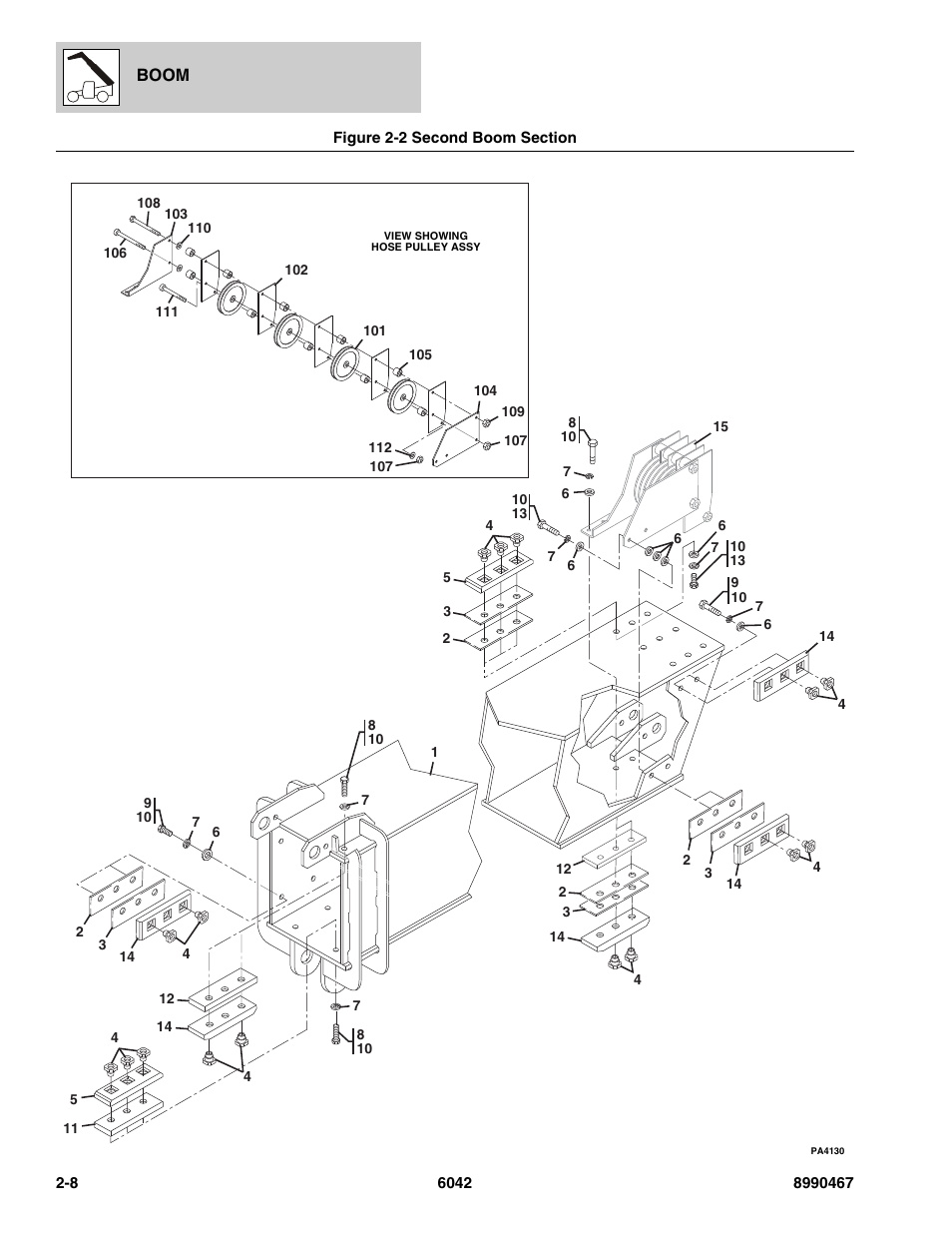 Figure 2-2 second boom section, Second boom section -8 | SkyTrak 6042 Parts Manual User Manual | Page 28 / 466
