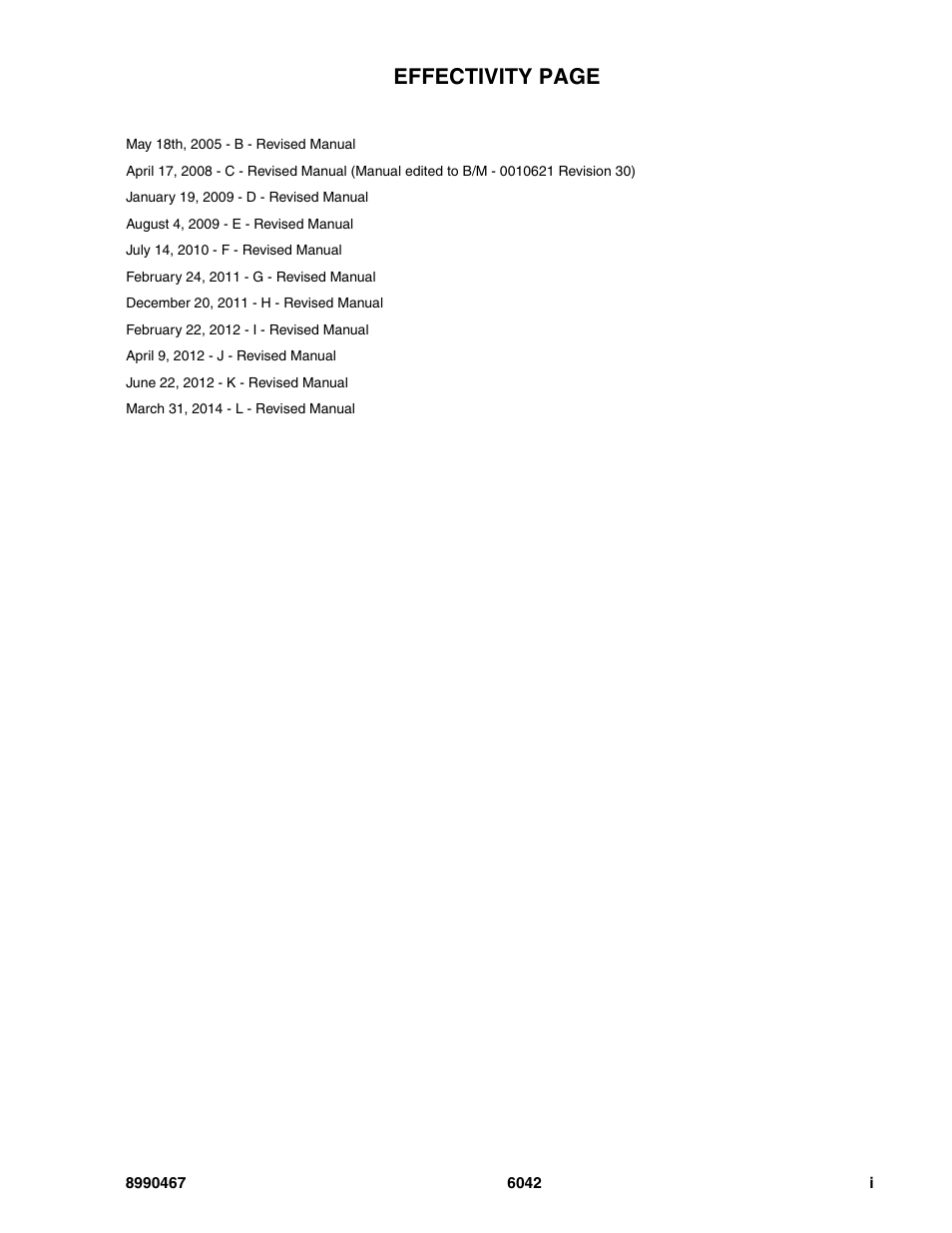 Effectivity, Effectivity page | SkyTrak 6042 Parts Manual User Manual | Page 3 / 466