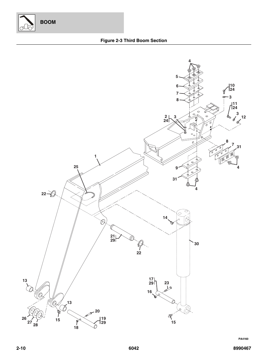 Figure 2-3 third boom section, Third boom section -10 | SkyTrak 6042 Parts Manual User Manual | Page 30 / 466