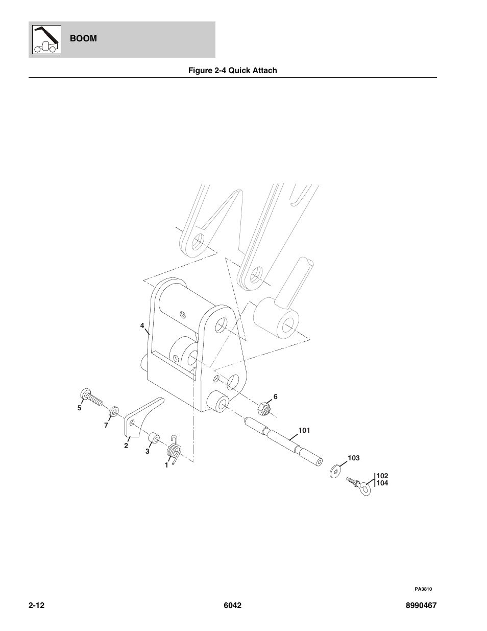 Figure 2-4 quick attach, Quick attach -12 | SkyTrak 6042 Parts Manual User Manual | Page 32 / 466