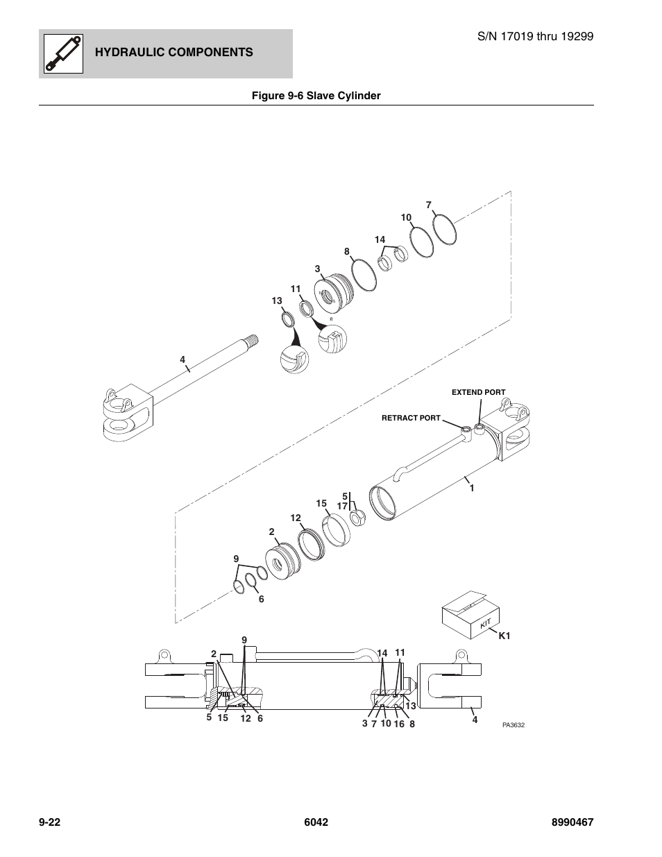 Figure 9-6 slave cylinder, Slave cylinder -22, Ve cylinder, (see figure 9-6 for details) | SkyTrak 6042 Parts Manual User Manual | Page 362 / 466