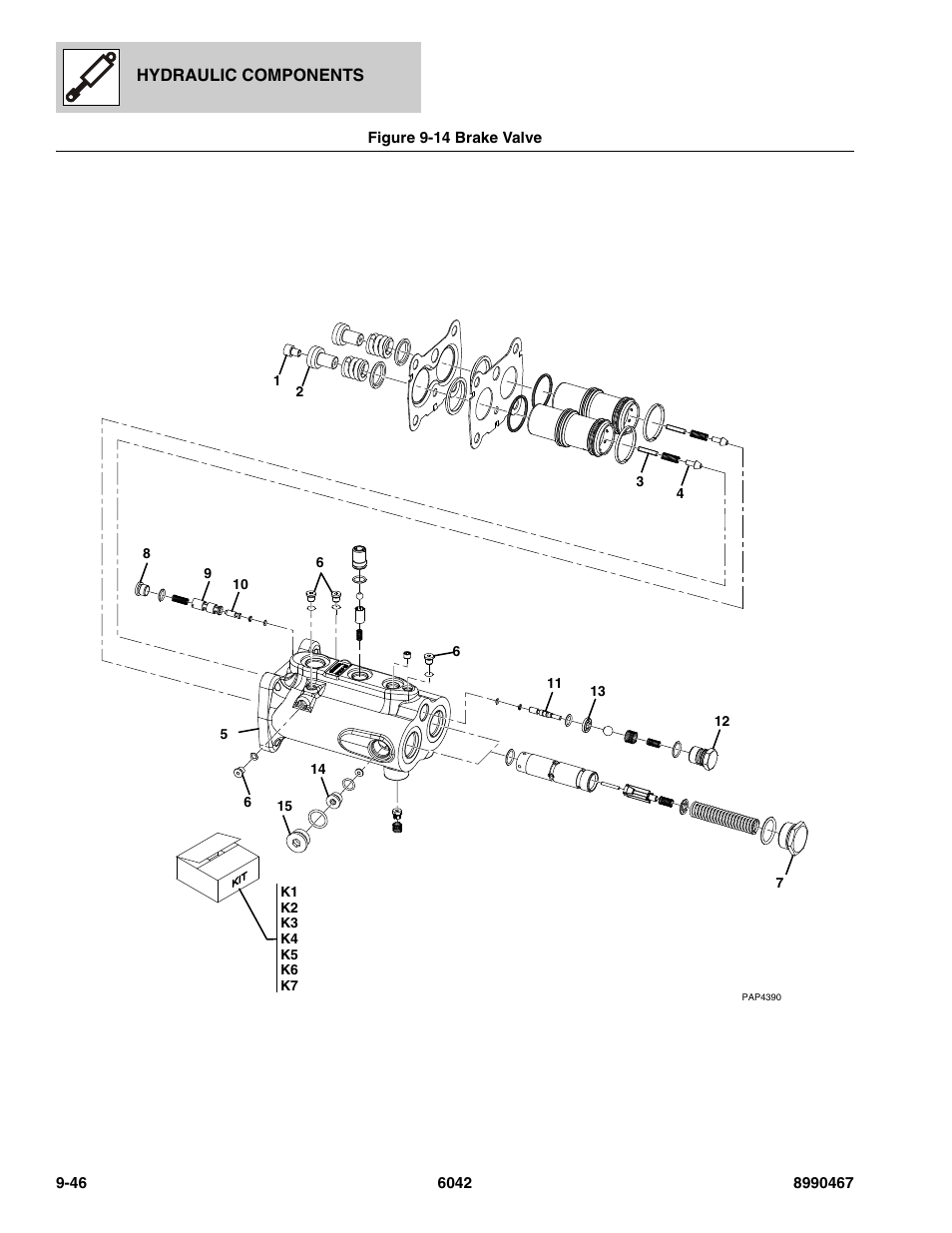 Figure 9-14 brake valve, Brake valve -46, Ve, (see figure 9-14 for details) | SkyTrak 6042 Parts Manual User Manual | Page 386 / 466