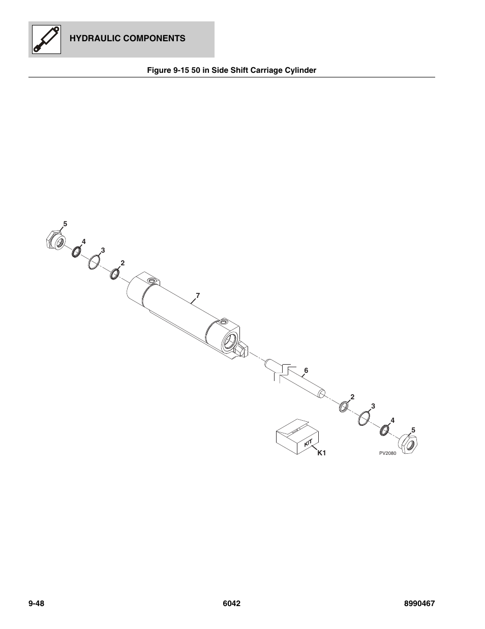 Figure 9-15 50 in side shift carriage cylinder | SkyTrak 6042 Parts Manual User Manual | Page 388 / 466