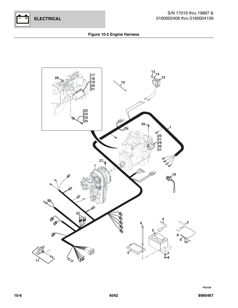 Figure 10-2 engine harness, Engine harness -6 | SkyTrak 6042 Parts Manual User Manual | Page 396 / 466