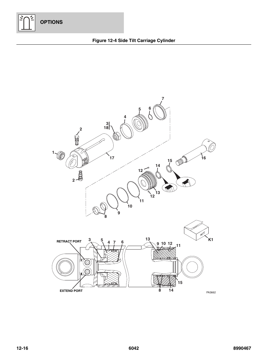 Figure 12-4 side tilt carriage cylinder, Side tilt carriage cylinder -16 | SkyTrak 6042 Parts Manual User Manual | Page 428 / 466