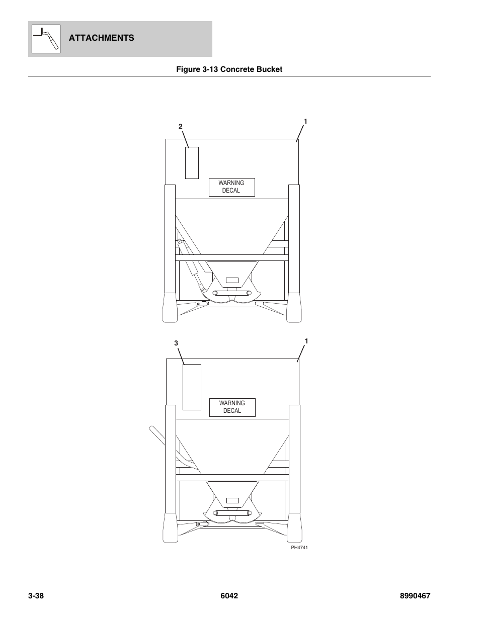 Figure 3-13 concrete bucket, Concrete bucket -38 | SkyTrak 6042 Parts Manual User Manual | Page 76 / 466