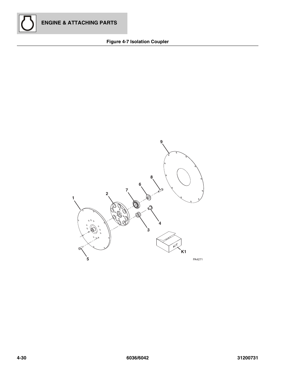 Figure 4-7 isolation coupler, Isolation coupler -30, Oupler | See figure 4-7 for details) | SkyTrak 6036 Parts Manual User Manual | Page 108 / 364