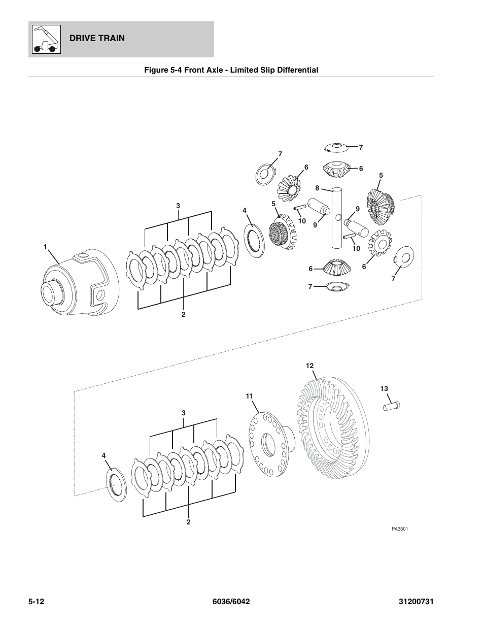 Figure 5-4 front axle - limited slip differential, Front axle - limited slip differential -12, Al, (see figure 5-4 for details) | SkyTrak 6036 Parts Manual User Manual | Page 122 / 364