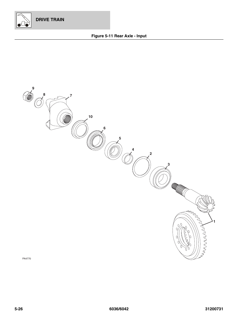 Figure 5-11 rear axle - input, Rear axle - input -26, Nput, (see figure 5-11 for details) | SkyTrak 6036 Parts Manual User Manual | Page 136 / 364