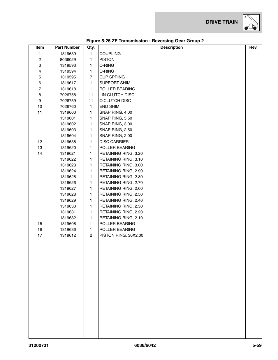 SkyTrak 6036 Parts Manual User Manual | Page 169 / 364