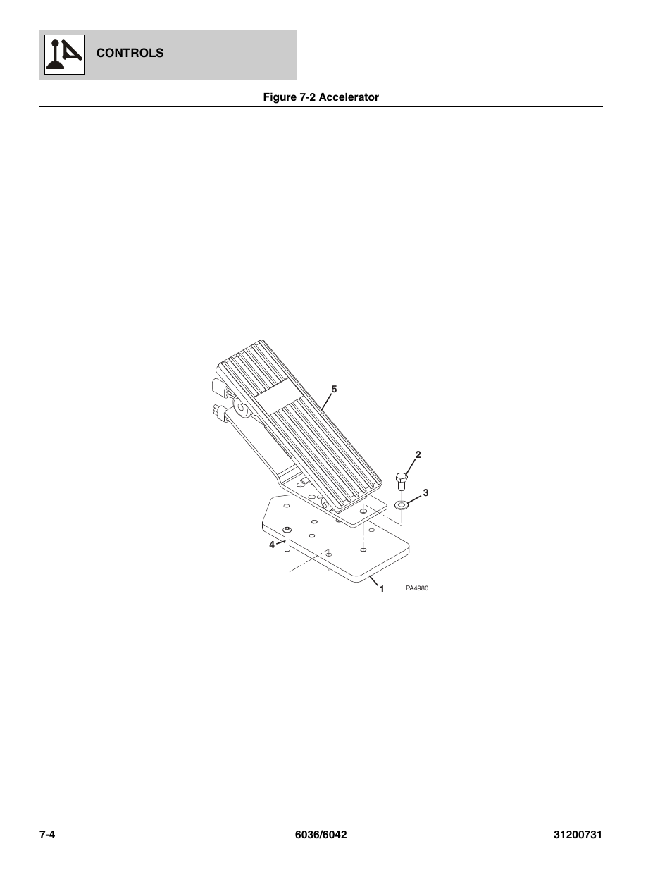 Figure 7-2 accelerator, Accelerator -4, Tle assy, (see figure 7-2 for details) | SkyTrak 6036 Parts Manual User Manual | Page 216 / 364