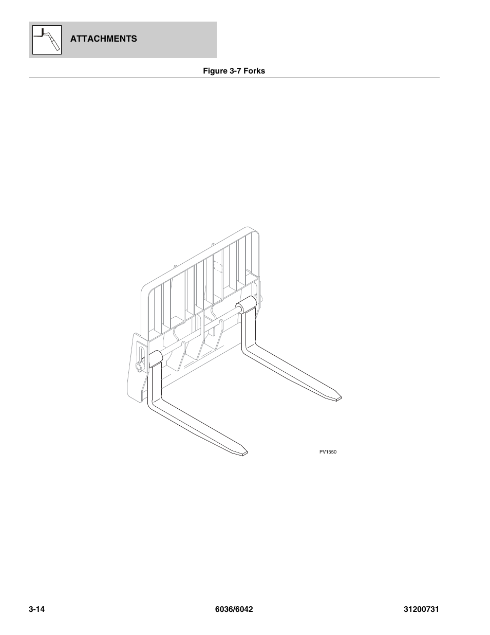 Figure 3-7 forks, Forks -14 | SkyTrak 6036 Parts Manual User Manual | Page 58 / 364