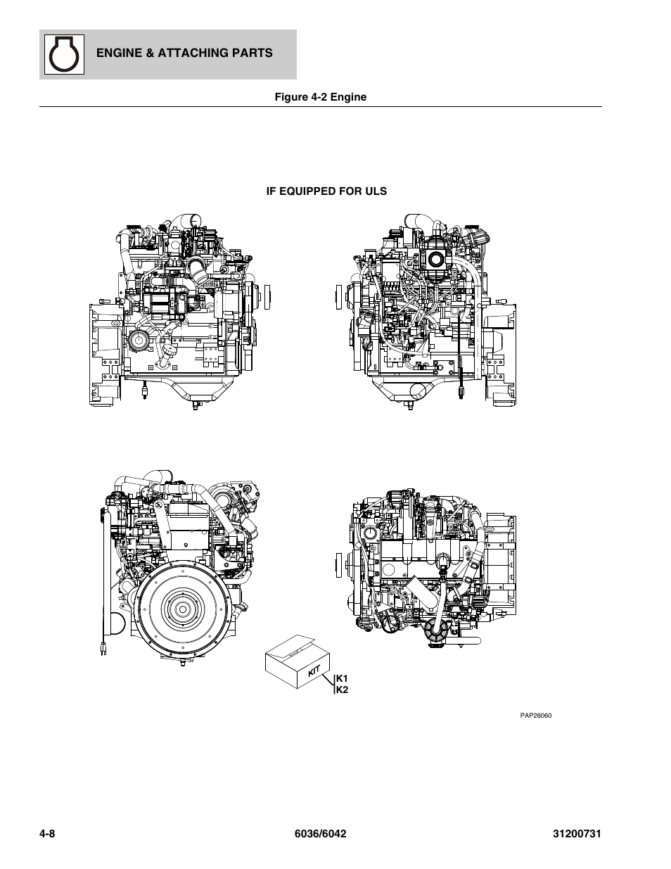 Figure 4-2 engine, Engine -8, Tier 4, (see figure 4-2 for details) | Qsb 3.3, (see figure 4-2 for details) | SkyTrak 6036 Parts Manual User Manual | Page 86 / 364