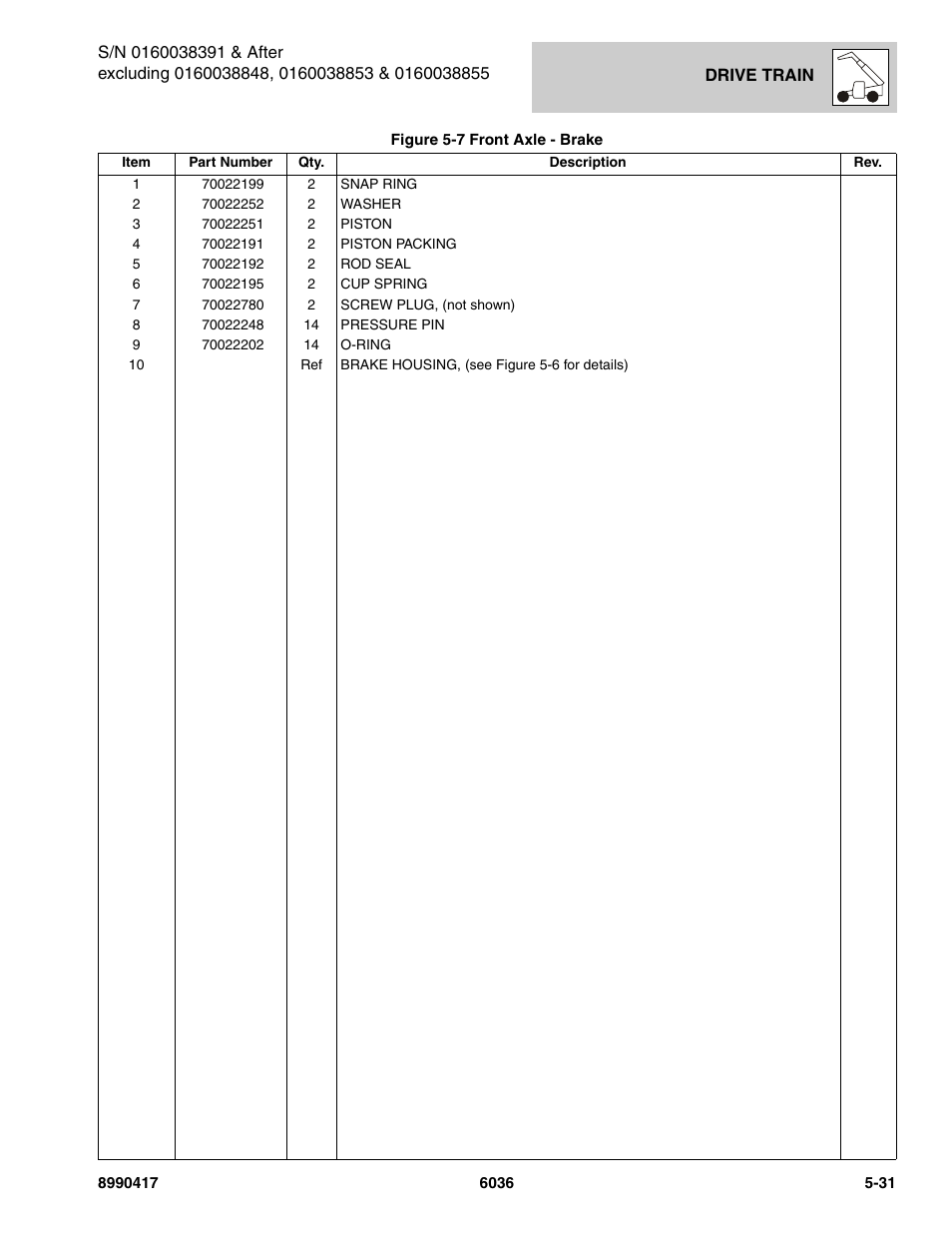 SkyTrak 6036 Parts Manual User Manual | Page 169 / 462