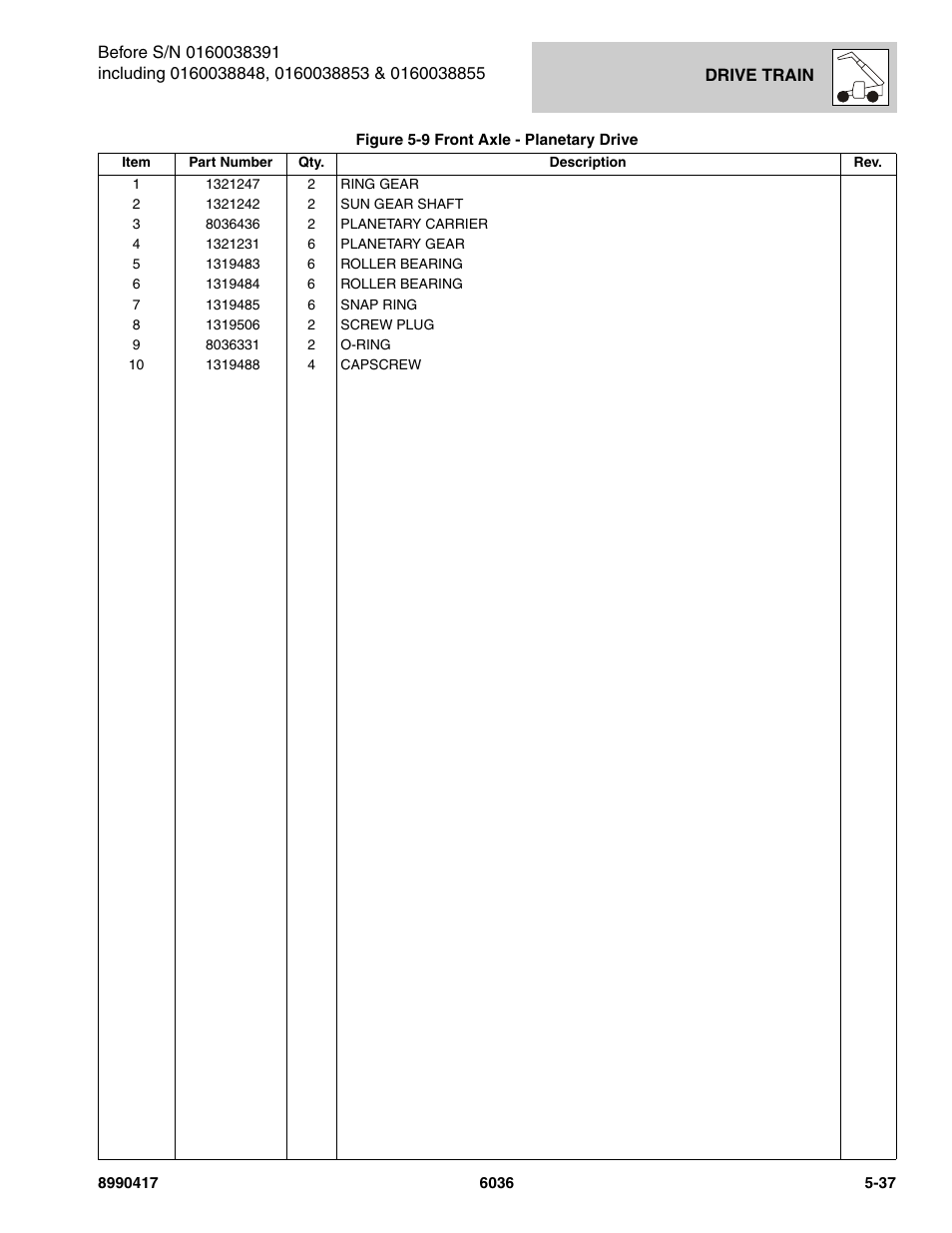 SkyTrak 6036 Parts Manual User Manual | Page 175 / 462