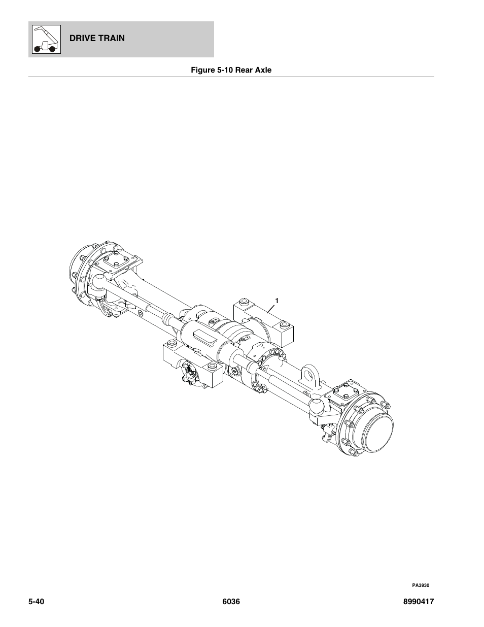 Figure 5-10 rear axle, Rear axle -40, Ear axle, (see figure 5-10 for details) | SkyTrak 6036 Parts Manual User Manual | Page 178 / 462