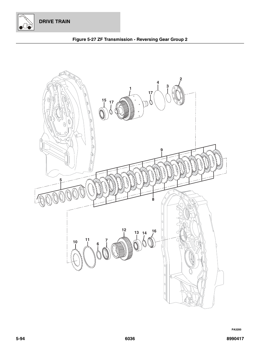 Zf transmission - reversing gear group 2 -94, Oup 2, (see figure 5-27 for details) | SkyTrak 6036 Parts Manual User Manual | Page 232 / 462