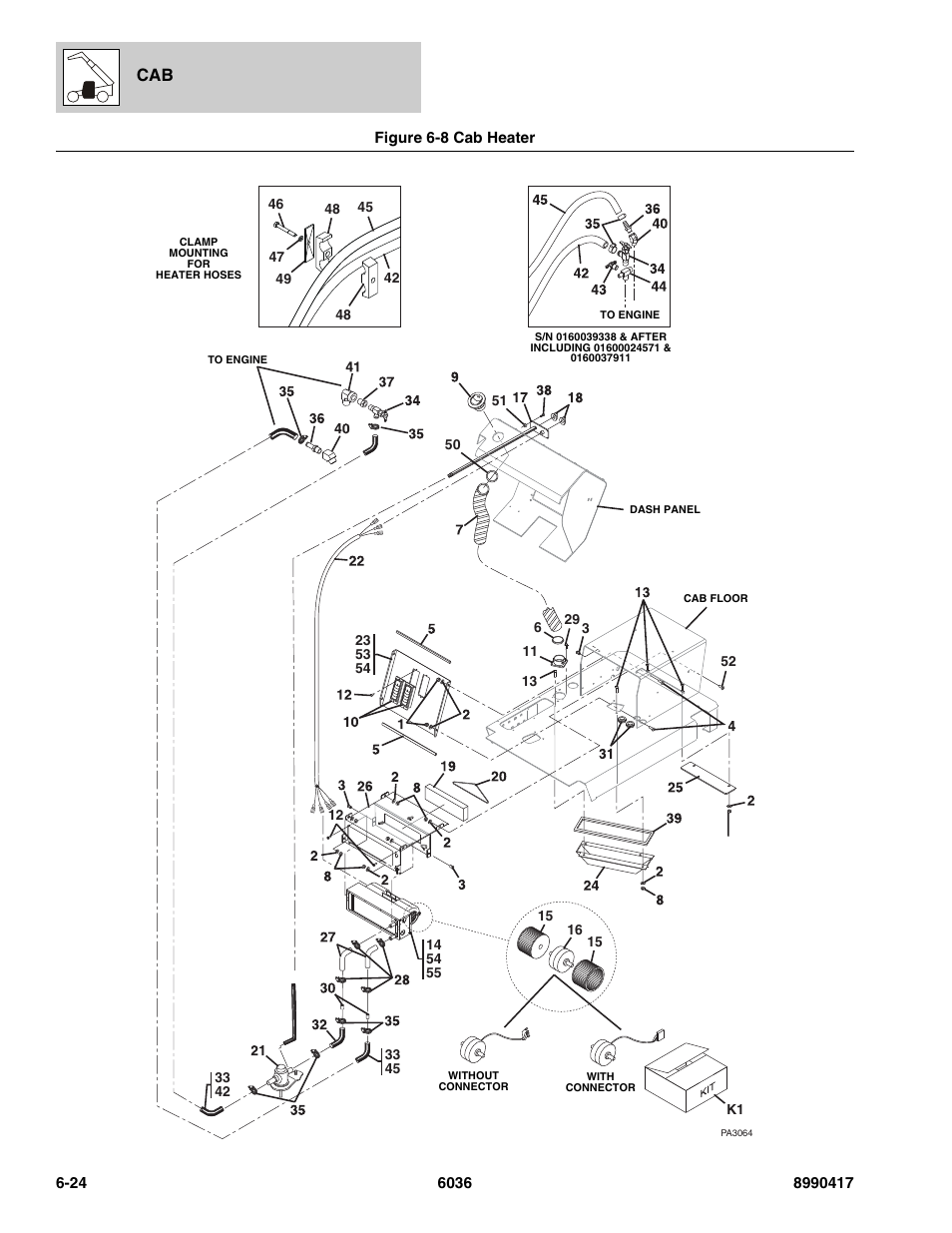 Figure 6-8 cab heater, Cab heater -24, Er assy, (see figure 6-8 for details) | SkyTrak 6036 Parts Manual User Manual | Page 280 / 462