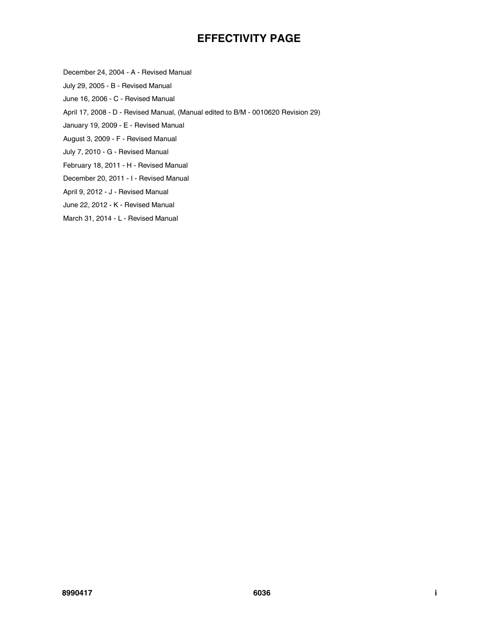 Effectivity, Effectivity page | SkyTrak 6036 Parts Manual User Manual | Page 3 / 462