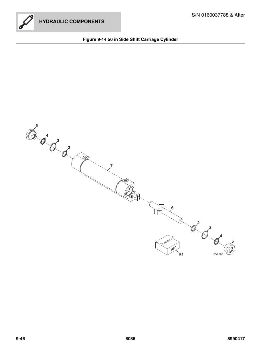Figure 9-14 50 in side shift carriage cylinder | SkyTrak 6036 Parts Manual User Manual | Page 388 / 462