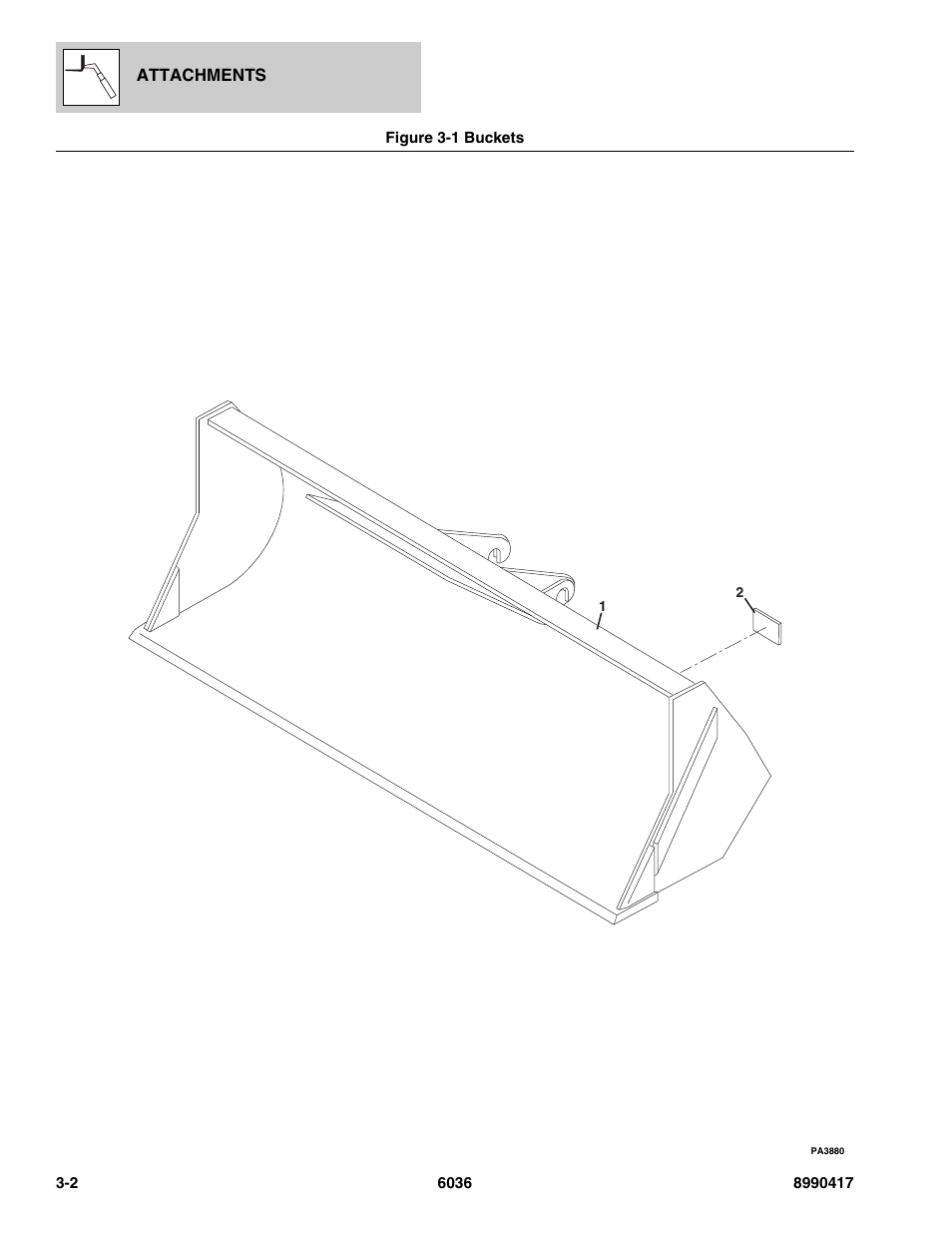 Figure 3-1 buckets, Buckets -2 | SkyTrak 6036 Parts Manual User Manual | Page 42 / 462