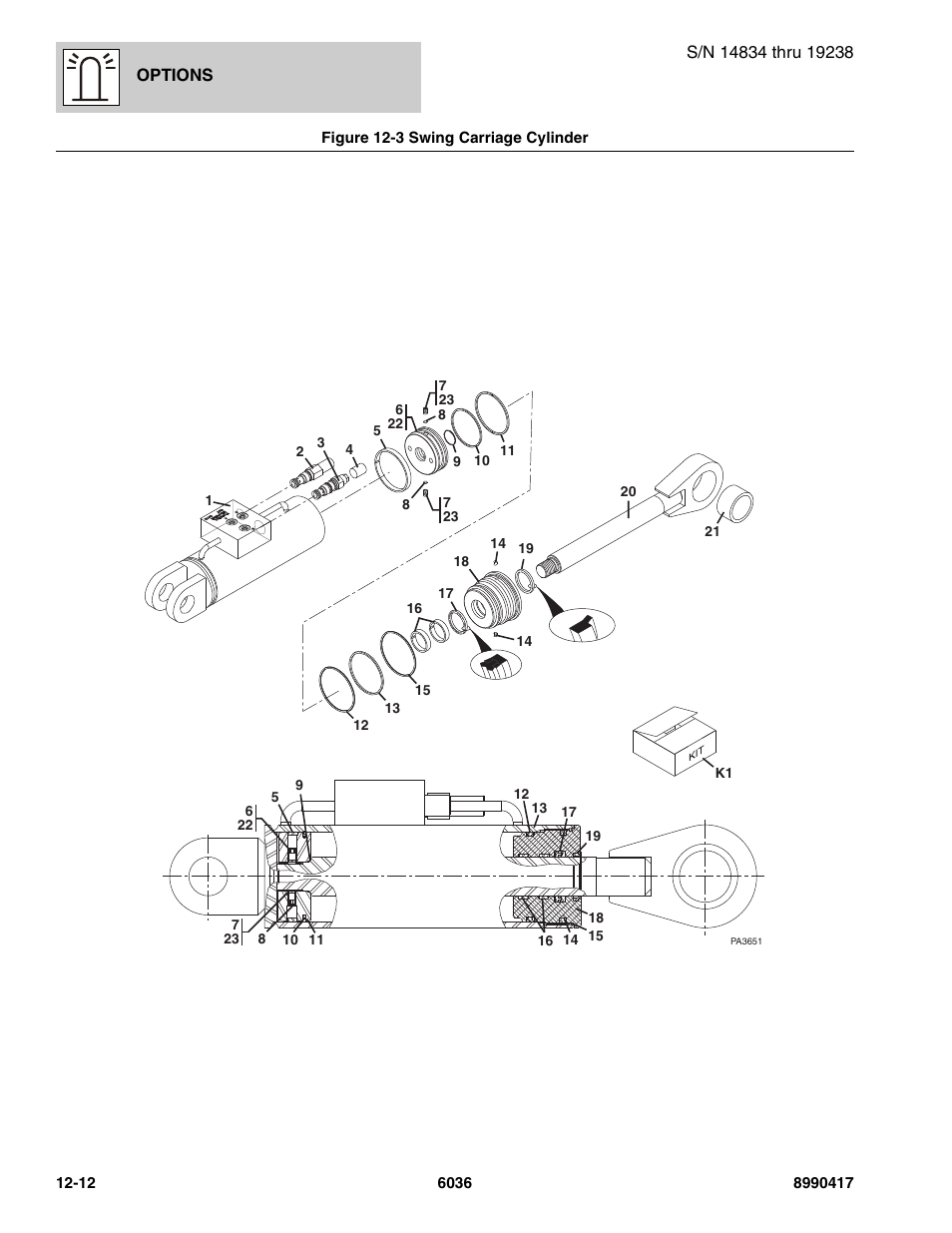 Figure 12-3 swing carriage cylinder, Swing carriage cylinder -12 | SkyTrak 6036 Parts Manual User Manual | Page 422 / 462