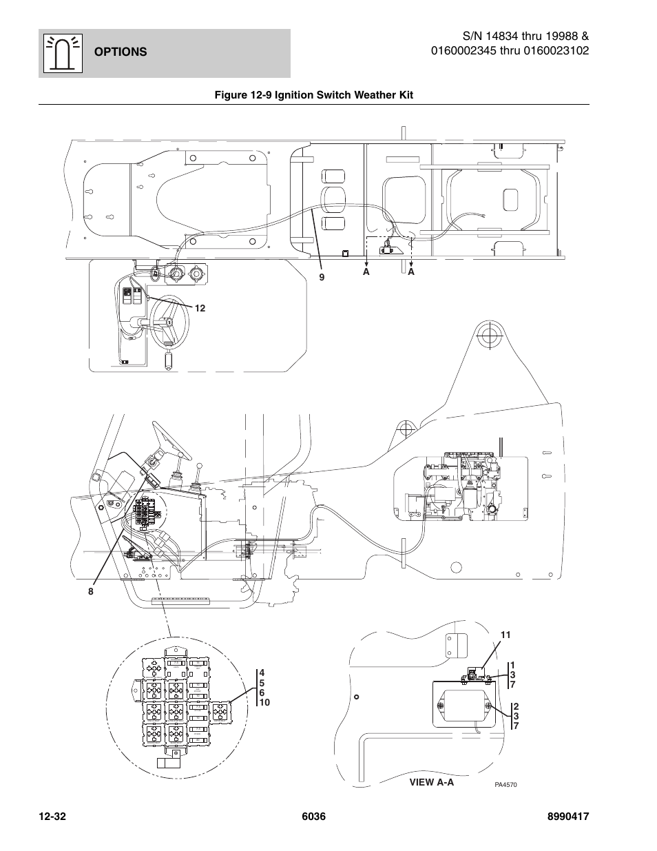 Figure 12-9 ignition switch weather kit, Ignition switch weather kit -32, Options | SkyTrak 6036 Parts Manual User Manual | Page 442 / 462