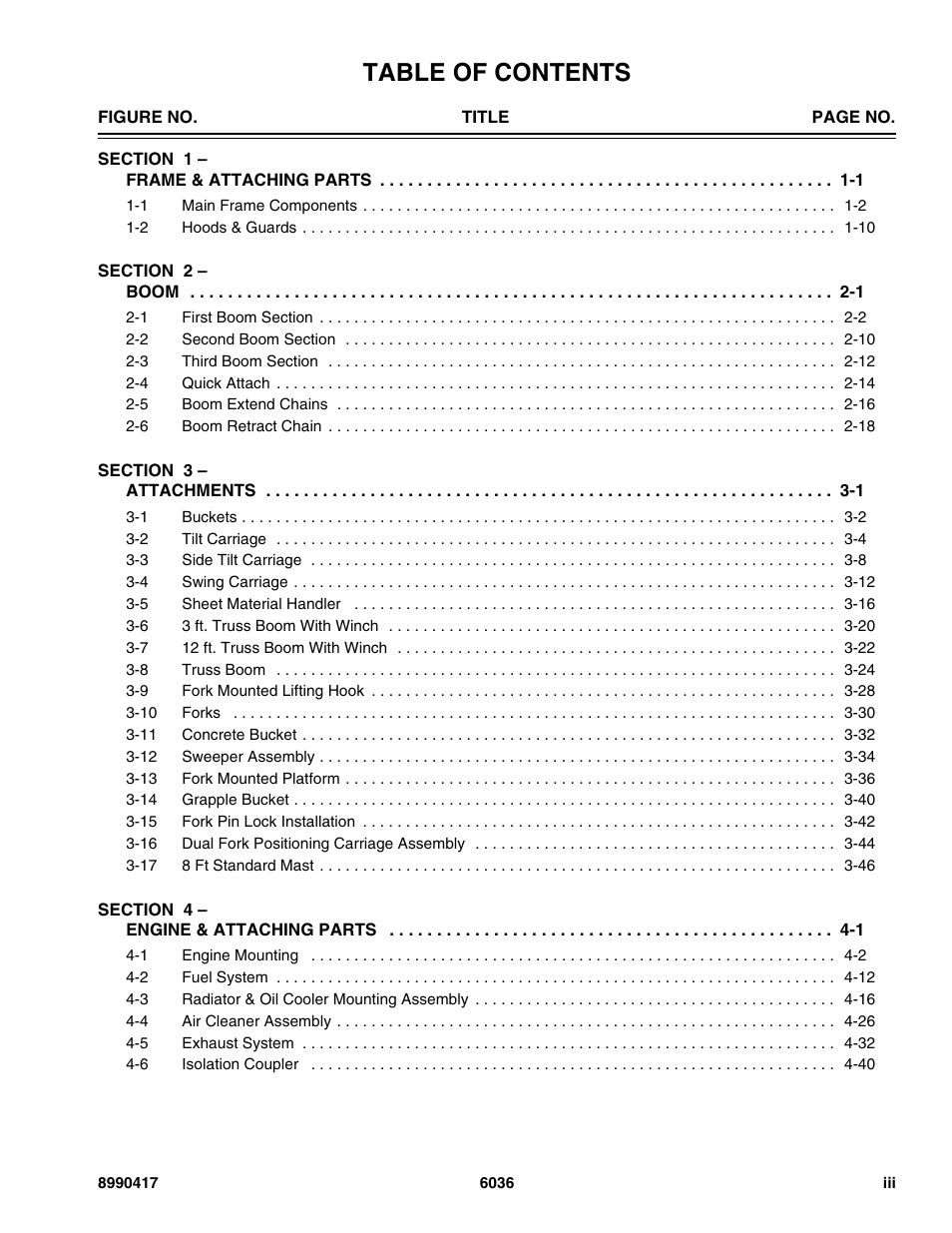 SkyTrak 6036 Parts Manual User Manual | Page 5 / 462