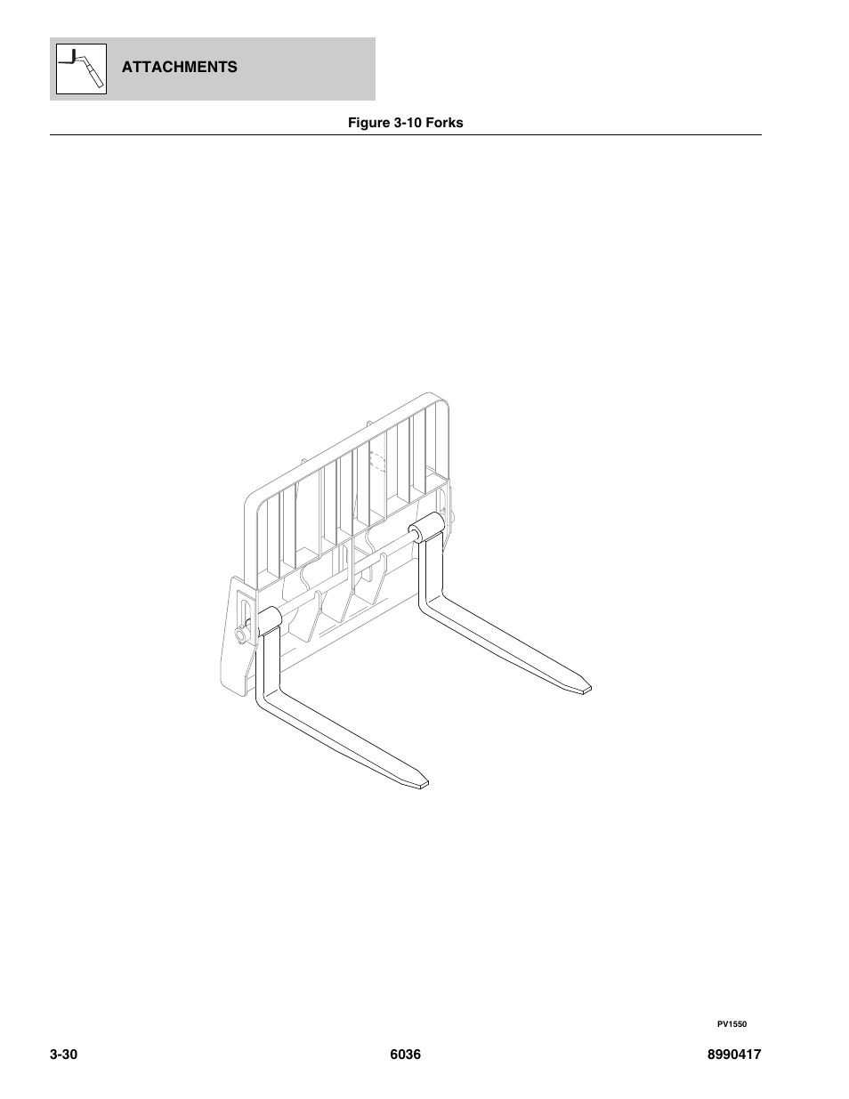 Figure 3-10 forks, Forks -30 | SkyTrak 6036 Parts Manual User Manual | Page 70 / 462