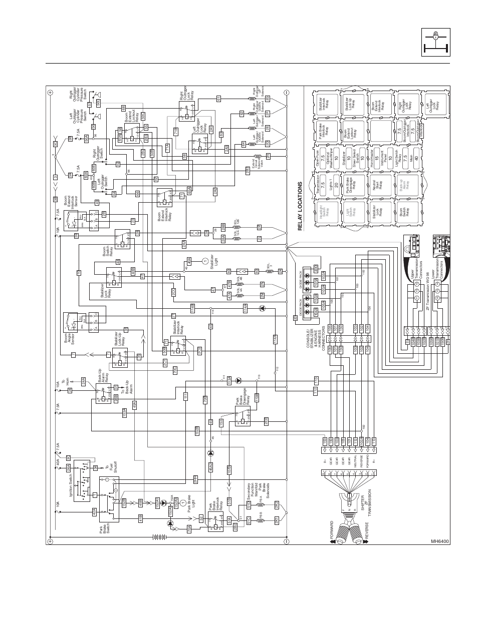 Stabil-trak™ system and boom interlock system, C = closed o = open, Re lay l oca tio n s | SkyTrak 8042 Service Manual User Manual | Page 225 / 230