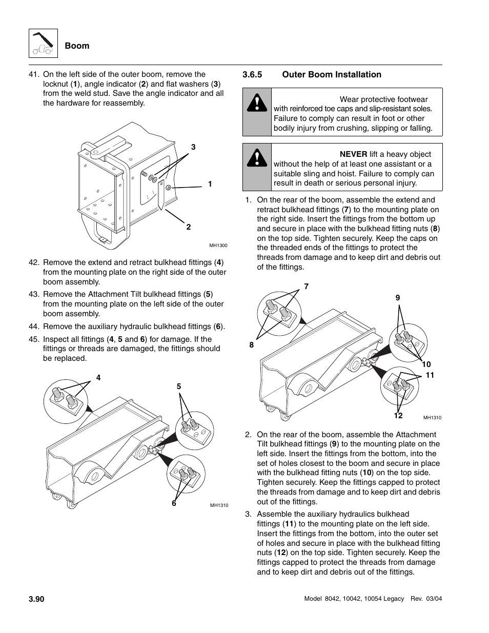 5 outer boom installation, Outer boom installation, Warning | SkyTrak 8042 Service Manual User Manual | Page 151 / 906
