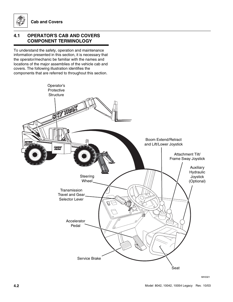 1 operator’s cab and covers component terminology, Operator’s cab and covers component terminology | SkyTrak 8042 Service Manual User Manual | Page 241 / 906