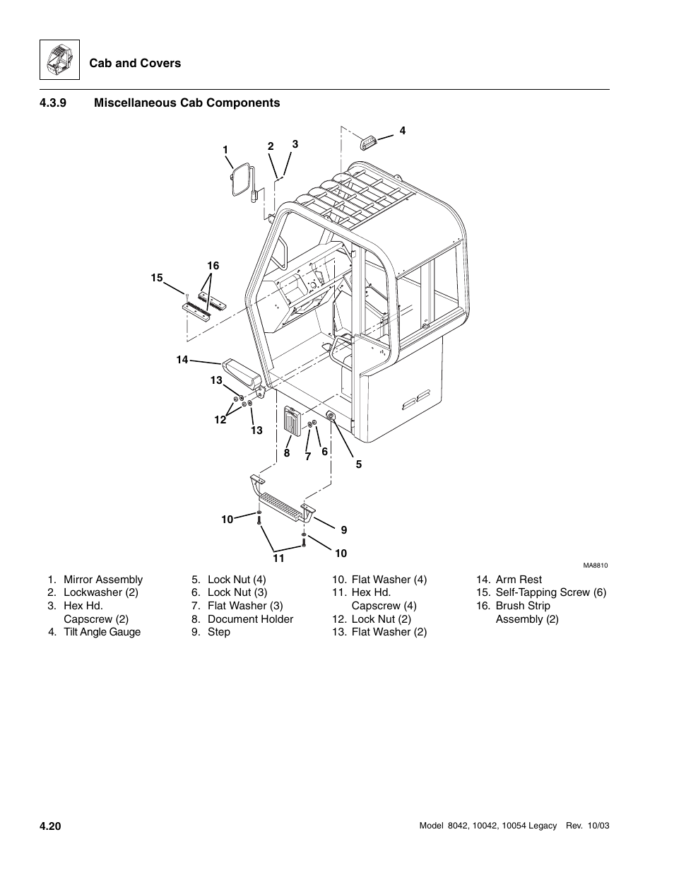 9 miscellaneous cab components, Miscellaneous cab components | SkyTrak 8042 Service Manual User Manual | Page 259 / 906