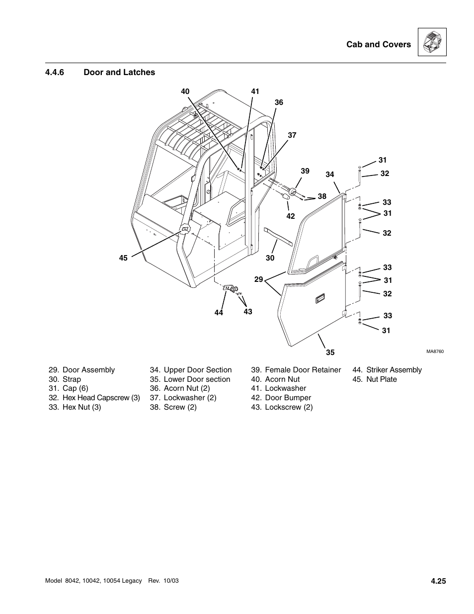 6 door and latches, Door and latches | SkyTrak 8042 Service Manual User Manual | Page 264 / 906