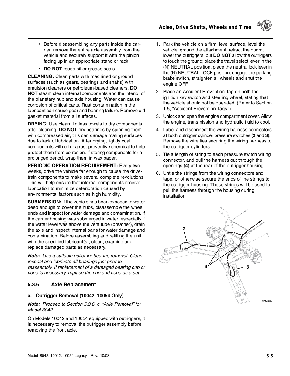 6 axle replacement, Axle replacement | SkyTrak 8042 Service Manual User Manual | Page 278 / 906