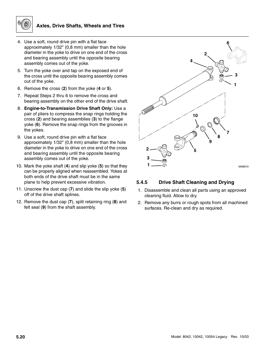 5 drive shaft cleaning and drying, Drive shaft cleaning and drying | SkyTrak 8042 Service Manual User Manual | Page 293 / 906