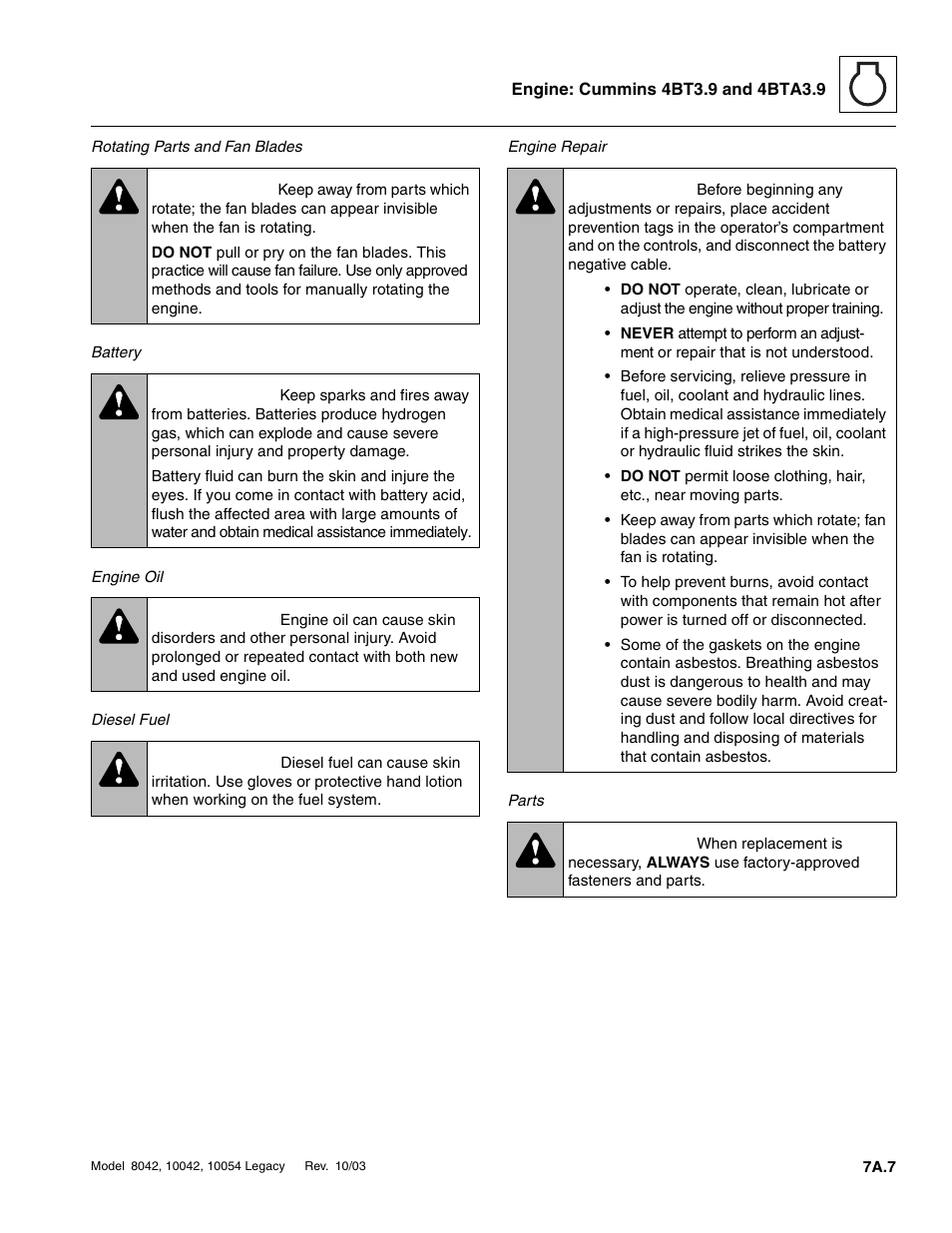 Warning | SkyTrak 8042 Service Manual User Manual | Page 330 / 906