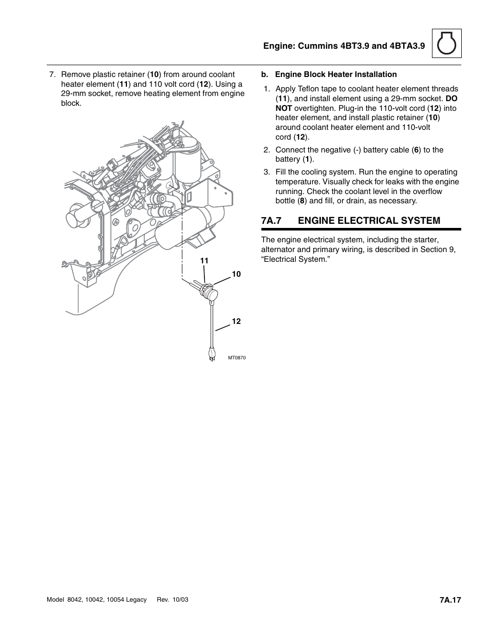 7a.7 engine electrical system, 7a.7, Engine electrical system a.17 | SkyTrak 8042 Service Manual User Manual | Page 340 / 906