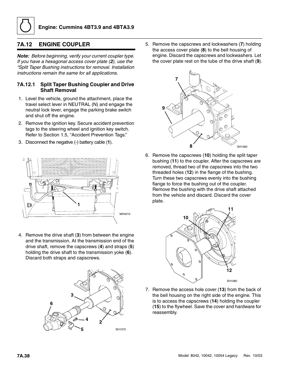 7a.12 engine coupler, 7a.12, Engine coupler a.38 | Engine coupler a.38 7a.12.1 | SkyTrak 8042 Service Manual User Manual | Page 361 / 906