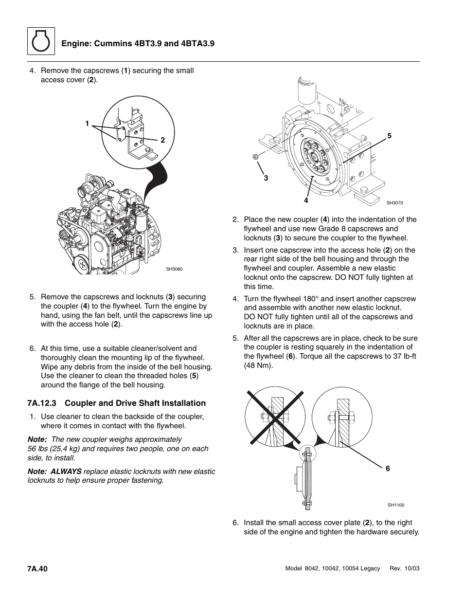 7a.12.3 coupler and drive shaft installation, 7a.12.3, Coupler and drive shaft installation a.40 | SkyTrak 8042 Service Manual User Manual | Page 363 / 906