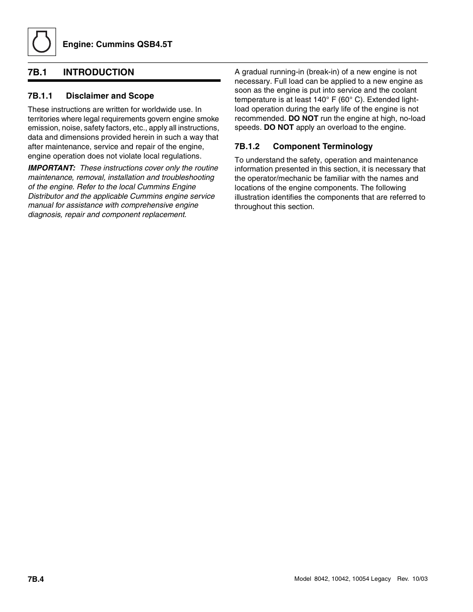 7b.1 introduction, 7b.1.1 disclaimer and scope, 7b.1.2 component terminology | 7b.1, Introduction, 7b.4, 7b.1.1, Disclaimer and scope, 7b.1.2, Component terminology | SkyTrak 8042 Service Manual User Manual | Page 371 / 906