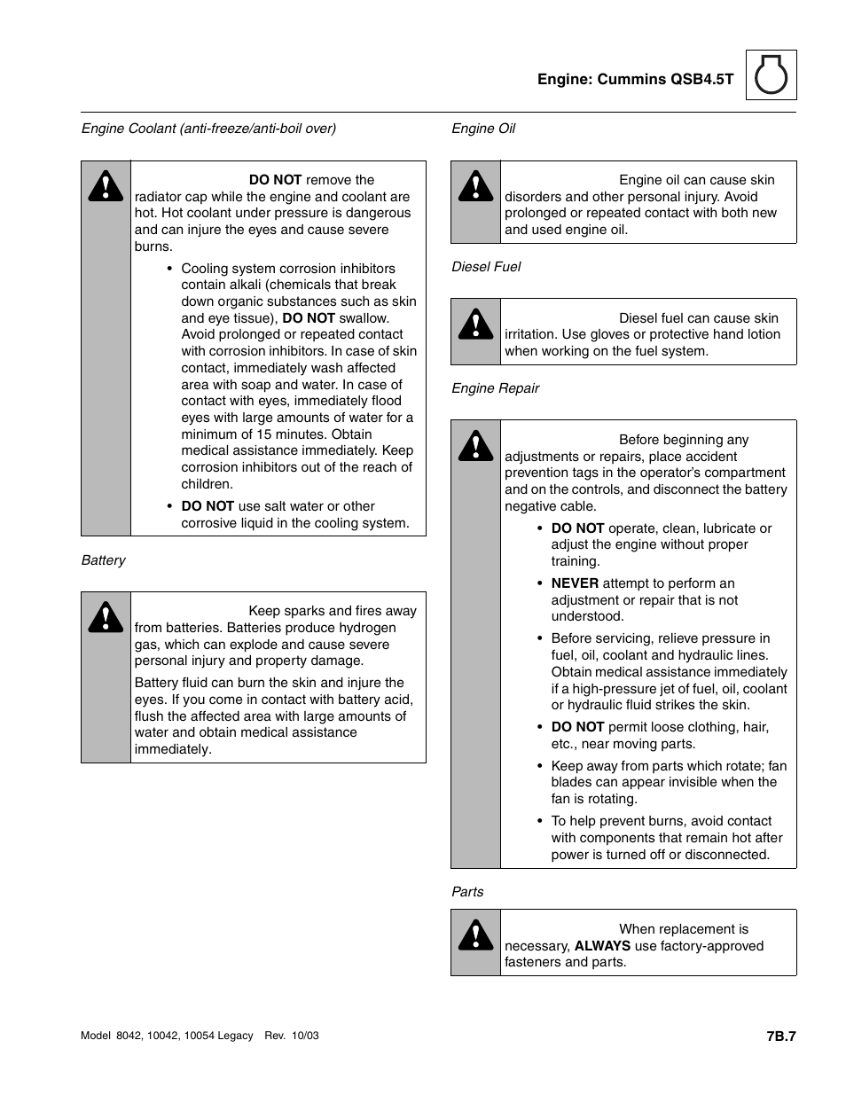 Warning | SkyTrak 8042 Service Manual User Manual | Page 374 / 906