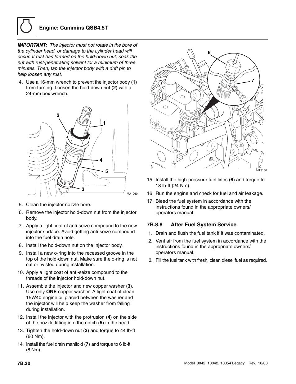 7b.8.8 after fuel system service, 7b.8.8, After fuel system service b.30 | SkyTrak 8042 Service Manual User Manual | Page 397 / 906