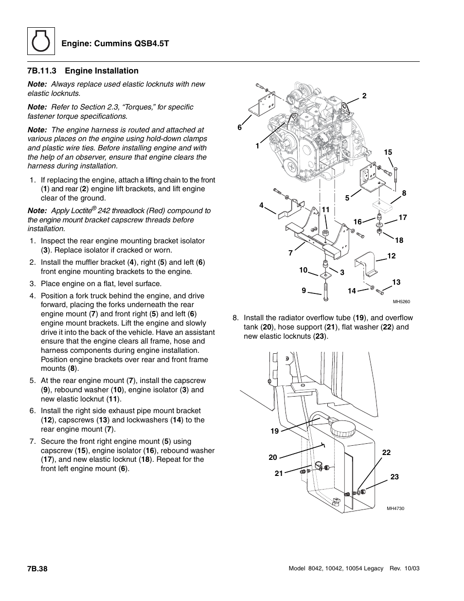 7b.11.3 engine installation, 7b.11.3, Engine installation b.38 | SkyTrak 8042 Service Manual User Manual | Page 405 / 906