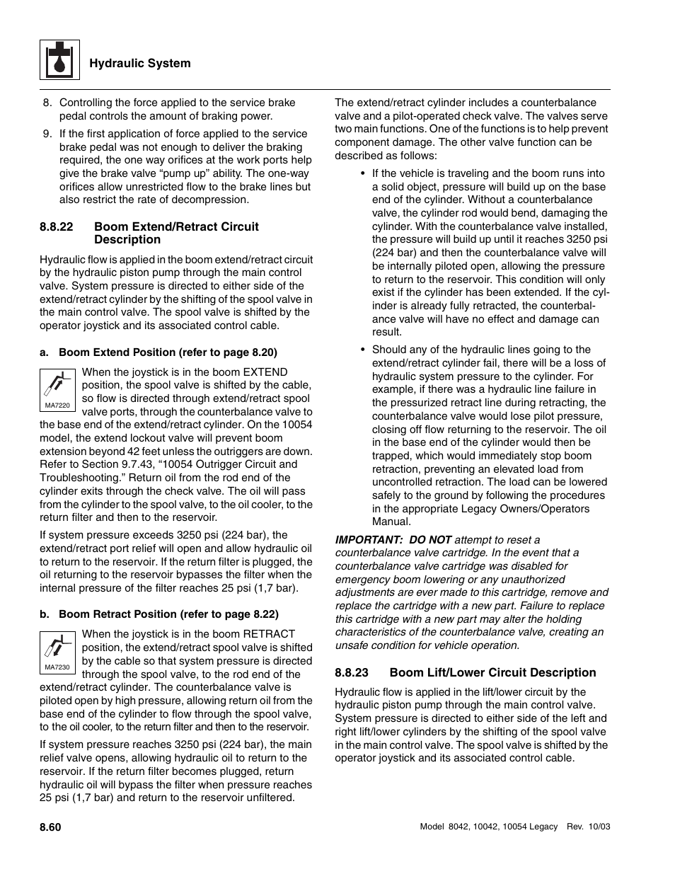 22 boom extend/retract circuit description, 23 boom lift/lower circuit description | SkyTrak 8042 Service Manual User Manual | Page 475 / 906